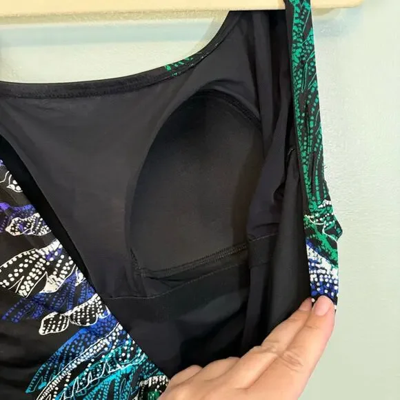 Swim Solutions Women's Black Firework Pull On One-Piece Swimsuit Size 14 NWT - Picture 4 of 11